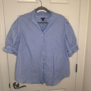 Ann Taylor Blue and White Striped Shirt